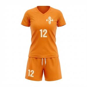 Maillot de football pour femmes, col en V, manches courtes, avec logo blanc, 100 % polyester, coupe classique, fermeture pull-over - Product Image 2