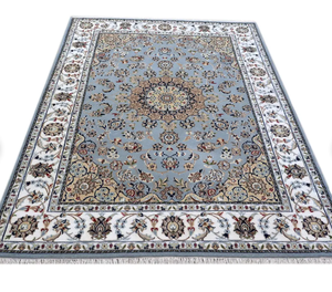 พรมถักมือ KNOT RUGS แบบซักได้ ขนนุ่ม ไม่ลื่น เป็นมิตรกับสิ่งแวดล้อม สีพื้น สี่เหลี่ยมผืนผ้า สีฟ้าอ่อน ทำจากขนสัตว์ สำหรับห้องนั่งเล่นและบ้าน - Product Image 2