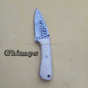 Cuchillo de Caza de Acero de Damasco de Grado Industrial con Marca Personalizada, Hoja Fija EDC, Mango de Hueso, Funda de Cuero, Garantía de 3 Años - Product Image 4
