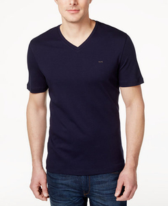 Camiseta Moderna con Cuello en V para Hombre, Corte Ajustado, Manga Corta, Jersey Sólido, Antiencogimiento, Spandex/Algodón, Estampado Plastisol, Estilo Casual Elegante - Product Image 2