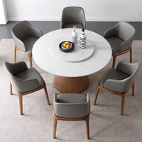 Moderne Luxus-Wohnmöbel Marmor Sinterstein Eichen-Massivholz-Basis 6-Sitzer Esszimmermöbel Esstisch-Set