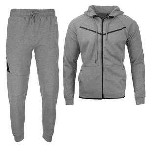 Men's Blue Full <b>Zip</b> <b>Hooded</b> Tracksuit Set Casual Sportswear With Side Pockets Breathable Polyester Jogging Workout Suit - Product Image 2