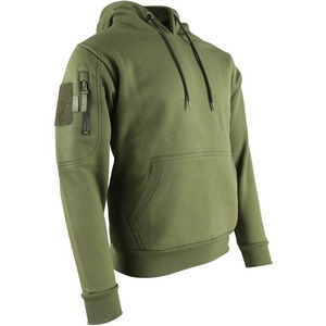 Sweat-shirt à capuche en molleton vert olive pour homme avec poches zippées, coupe classique, vêtements décontractés pour l'extérieur - Product Image 2