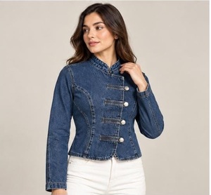 Chaqueta de Mezclilla para Mujer de la Mejor Calidad, Chaqueta de Jeans Azul Informal y Elegante, Prenda Exterior Moderna para Damas, Disponible para la Venta - Product Image 6