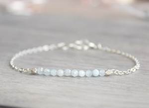 Pulsera de Aguamarina en Plata de Ley 925, Gema de Marzo, Joyería Minimalista para Mujer, Proveedor Mayorista - Product Image 5