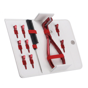 Kit d'outils pour extensions de cheveux TEEJAY H35 RED, pinces en acier inoxydable, peigne de sectionnement, clips pour l'installation et le retrait - Product Image 2
