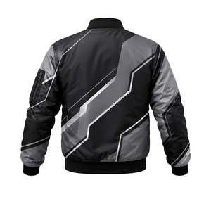 New Custom Men's Geometric Print Bomber <b>Jacket</b> Windproof <b>Zip</b> <b>Up</b> Flight <b>Jacket</b> Lightweight Polyester Casual Winter Coat OEM ODM - Product Image 3