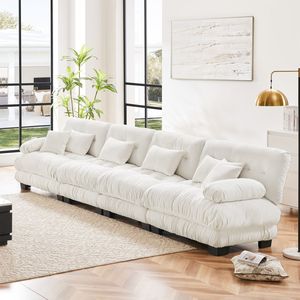 Divano Modulare a 4 Posti in Ciniglia, Comodo Divano con Seduta Profonda per Soggiorno, Appartamento o Studio - Product Image 2