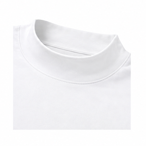 Customize Optical <b>White</b> Womens Fitted Stretch Fit Mock Neck Short Sleeve <b>T</b> <b>Shirt</b> Breathable Cotton Modal Jersey WMNTS-0002 - Product Image 6