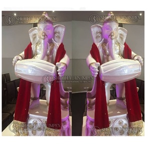 รูปปั้นพระพิฆเนศแบบดั้งเดิมทำจากเส้นใยสำหรับตกแต่งงานแต่งงานแบบอินเดีย ใช้ได้ทั้งภายในและภายนอกอาคาร - Product Image 1