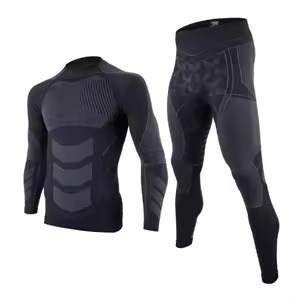 MAQVOB Winter Custom High Quality Custom Logo Skinny Unisex Sports Sweatsuit 2 Piece Compression Yoga Tracksuit - Product Image 3