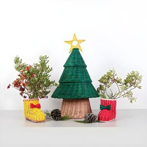 Adornos de Navidad, adornos artesanales en forma de árbol de ratán verde, tendencia novedosa, otras decoraciones de Navidad - Product Image 1