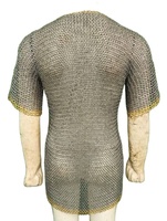 Chemise de carrossier médiévale faite à la main en acier doux, anneaux en laiton rivetés à plat, armure de chevalier, armure historique pour reconstitution historique, Nouvel An