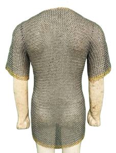 Camisa de Cota de Armadura Medieval Hecha a Mano de Acero Suave con Anillos de Latón Remachados Planos, Armadura Histórica para Recreación, Cosplay y Halloween - Product Image 3