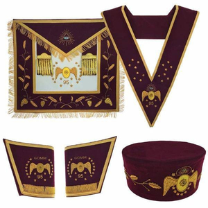 Premium Quality 95th Degree Memphis Misraim Masonic Regalia <b>Set</b> Customized Material Customized Color Maroon Hand Embroidery - Product Image 1