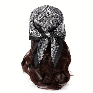 Pañuelo de Cabeza con Diseño de Flores Personalizado con Logotipo, Pañuelo de Seda y Satén para Mujer, Pañuelos de Cabeza para Mujer - Product Image 2