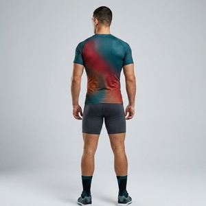 Custom Front Logo Sporty Half Sleeve <b>Compression</b> <b>Shirt</b> <b>for</b> <b>Men</b> Sports Training Gym Workout Quick Dry Athletic Performance - Product Image 2
