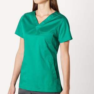 Conjuntos de Uniformes Médicos Unisex de Satén con Manga Corta, Blusa con Cierre de 1/4 en la Espalda y Pantalones Rectos para Enfermería - Product Image 1