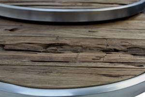 <b>Rustic</b> Old Recycled Elm <b>Wood</b> Industrial Style Round <b>Coffee</b> <b>Table</b> with Metal Frame Nesting Set for Living Room Furniture - Product Image 4