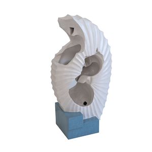 Fontana d'Acqua Bianca Astratta 16.9x10.2x31.9 per Interni/Esterni con Base Blu e Luce - Product Image 2