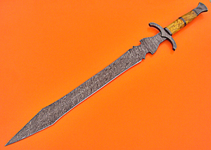 Épée longue vintage décorative DIY en acier Damas, faite à la main, avec manche en bois d'olivier et fourreau, pour cosplay, gladiateur romain, exposition - Product Image 5