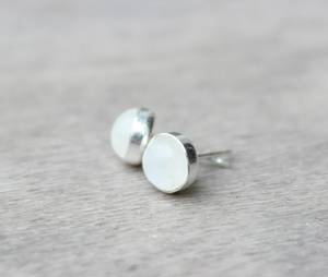 Pendientes de Plata de Ley con Piedra Lunar Arcoíris, Cabujón de Gema, Joyería Minimalista para Mujer, Proveedor Mayorista - Product Image 4