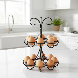 Wholesale Farmhouse Chicken Shaped Metal Wire Egg Basket Egg Holder Decorative <b>Kitchen</b> <b>Storage</b> Organizer For Fresh Eggs - Product Image 1