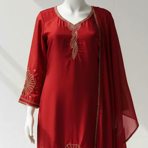 Set Salwar Modern Gaya Baru dengan Cetakan Bunga Sutra Buatan Tangan untuk Wanita, Cocok untuk Penggunaan Sehari-hari, Kantor, Pesta & Acara Musim Dingin - Product Image 1