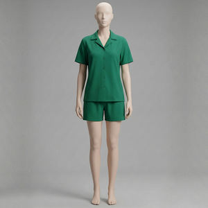 Conjunto de Pijama de Lujo para Mujer, Tallas Grandes, Primavera, Manga Corta, Seda Satén, 2 Piezas, Logotipo OEM Frontal, Ropa de Dormir Informal para Novia - Product Image 3