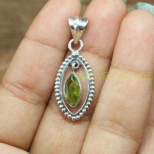 จี้เพอริดอทดีไซน์มาร์คีส์สีเขียวธรรมชาติ เงินแท้ 925 ทำมือ สำหรับผู้หญิง ขายส่ง - Product Image 6