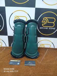 BRAND ZONE Bottes équestres en cuir verni pour chevaux, protections de tendons 8MM en néoprène et fausse fourrure, durables et confortables - Product Image 1