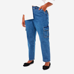 Jeans Cargo de Cintura Alta para Mujer, de la Mejor Calidad del Fabricante, Diseño de Logotipo Personalizado, Transpirables, Tallas Grandes, Lavados - Product Image 2