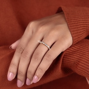 Anillo de Boda Apilable de Oro 14K con Diamantes Baguette y Marquise, Joyería Nupcial, Fabricante y Proveedor Mayorista - Product Image 2