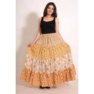 Vintage Style Cotton <b>Skirt</b> Handmade Indian Printed <b>Boho</b> Festival Long <b>Skirt</b> for Women - Product Image 4