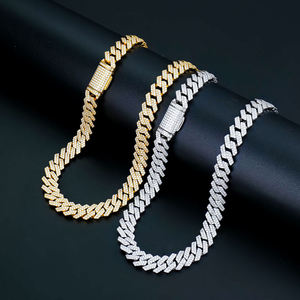 สร้อยข้อมือชุดเซ็ตหินธรรมชาติทรงเหลี่ยมมรกต ชุบทองคำขาว 18k ดีไซน์เรขาคณิตสไตล์ฮิปฮอป สำหรับทุกเพศ - Product Image 2