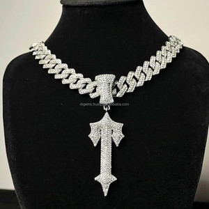 Pendentif Hip Hop RB Gems, croix personnalisée, argent 925, bijoux HipHop Rock Rapper, pendentif en diamant Moissanite VVS pour hommes - Product Image 4