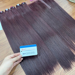 Fournisseur de choix : Tissage de cheveux 100% humains vietnamiens, ultra-lisses, couleur bordeaux, en gros - Product Image 1