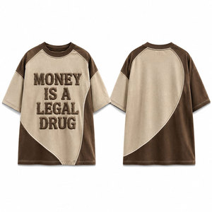 Men's Oversized Cotton T-Shirt <b>Raglan</b> Sleeve Embossed Letter Print Contrast Color Blocked Casual O-Neck Short Sleeve <b>Top</b> - Product Image 1
