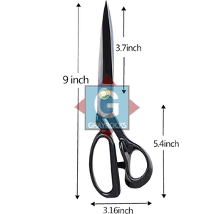High Quality Industrial <b>Sewing</b> Fabric <b>Scissors</b> Stainless Steel Blade Rubber Handle 9 Inch Sharp Beautiful Black Color Gray Rocks - Product Image 2