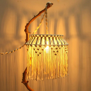 Lustre abat-jour bohème, luminaire de plafond, tentures murales en macramé, design artistique, décoration intérieure, décoration murale, cadeau - Product Image 3