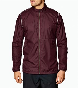 Chaqueta Cortavientos Ligera Color Borgoña para Hombre, Estilo Moderno, Cuello Alto, Cierre Completo, Repelente al Agua, para Deportes al Aire Libre - Product Image 6
