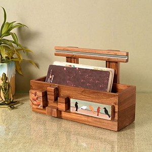 Porte-revues bohème en bois de pin peint à la main, vente en gros |   Art de Jaipur - Product Image 3