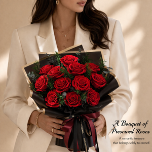 Elvrogest SA Ramo de Rosas Rojas Preservadas, 12 Piezas, Flores Eternas, Regalo de Lujo para San Valentín, Cumpleaños, Arreglo de Mesa - Product Image 2