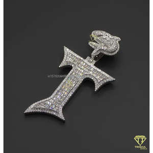 Baguette Moissanite Cross Pendant Hip Hop Necklace <b>Iced</b> <b>Out</b> Statement Jewelry Fashion <b>Chain</b> Gift - Product Image 4