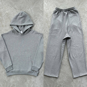 Custom 100% Cotton Fleece Men's Winter Loose Fit Casual Breathable Heavyweight 500GSM Baggy Tracksuit Hoodie <b>Sweatpants</b> <b>Sets</b> - Product Image 4