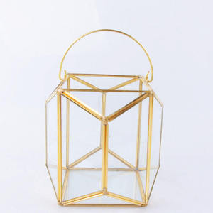 Antique Brass Metal Glass Terrarium High Quality Art Deco Design for Home <b>Table</b> Top Wedding Decoration Wholesale Price India - Product Image 3