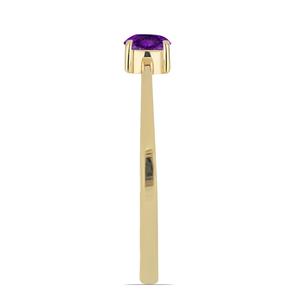 Anillo Solitario de Amatista Púrpura Fabulosa de 4 Puntas en Oro Rosa de 14k, Joyería Fina Personalizada, Anillo de Diseñador de Moda Clásico - Product Image 4