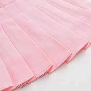 Ensemble deux pièces jupe de tennis en coton pour femme, taille haute, taille naturelle, couleur unie, tenue de golf OEM - Product Image 6