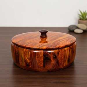 Boîte à chapati multifonctionnelle en bois de manguier |   Conteneur de rangement artisanal |   Organisateur en bois pour la cuisine et la maison - Product Image 3