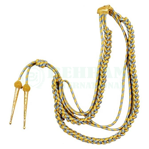 Ceremonial Uniform Eco-Friendly Customized Gold <b>Silver</b> Aiguillettes <b>Dress</b> Cords with Metal Tips Bullion Wire Hand Knitted - Product Image 5